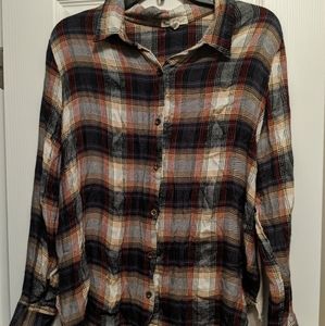 Flannel shirt with waffle back
